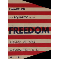 BOLDLY GRAPHIC AND UNUSUAL STARS & STRIPES PENNANT FROM THE ‘MARCH ON WASHINGTON’ OF AUGUST 28TH, 1963, WHEN MARTIN LUTHER KING DELIVERED HIS HISTORIC "I HAVE A DREAM" SPEECH