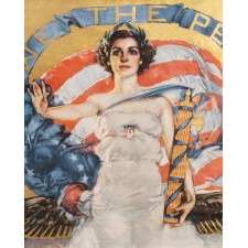 EXCEPTIONALLY RARE PATRIOTIC POSTER ENTITLED “WE THE PEOPLE,” BY HOWARD CHANDLER CHRISTY (1873-1952), PRODUCED IN 1937 FOR THE 150th ANNIVERSARY OF THE U.S. CONSTITUTION, SIGNED BY SENATOR ROBERT C. BYRD, THE LONGEST SERVING MEMBER OF CONGRESS
