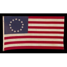 13 STARS IN THE BETSY ROSS PATTERN, ON A VINTAGE AMERICAN FLAG, MADE BY THE ANNIN COMPANY OF NEW YORK & NEW JERSEY, circa 1955 - 1965