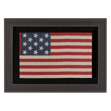 13 STAR ANTIQUE AMERICAN PARADE FLAG, WITH A 3-2-3-2-3 CONFIGURATION OF STARS, AN EXTREMELY SCARCE AND UNUSUALLY LARGE VARIETY, MADE circa 1876-1899