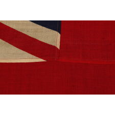 CANADIAN RED ENSIGN WITH A COMPOSITE SHILED THAT FEATURES 7 PROVINCES, IN USE FROM APPROXIMATELY 1873 – 1896; ONE OF THE EARIEST VERSIONS, APPEARING JUST 5 YEARS AFTER THE INTRODUCTION OF THE BASIC DESIGN; HIGHLY UNUSUAL WITH THE DEVICE ON A WHITE RECTANGULAR PANEL