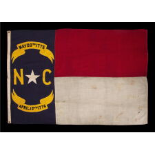 STATE FLAG OF NORTH CAROLINA, MADE BY ANNIN IN NEW YORK CITY, PRESENTED TO A CHAPTER OF THE COLONIAL DAMES IN 1921, PROBABLY COMMISSIONED IN THAT YEAR