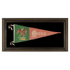 MEXICAN / MEXICO FELT PENNANT WITH BEAUTIFUL, SATURATED COLORS AND DESIGN, CA 1915