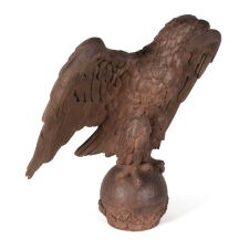 LATE 19TH CENTURY PILOT HOUSE EAGLE, FOUND IN WISCONSIN, FINISHED BY THE CARVER BUT NEVER SOLD, ca 1880