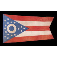 EARLY OHIO STATE FLAG WITH A BLUE DISC INSIDE THE BUCKEYE, circa 1902 - 1915, AN EXTREMELY RARE AND BEAUTIFUL EXAMPLE