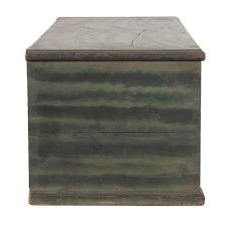BLUE, PAINT-DECORATED BLANKET CHEST WITH BEAUTIFULLY STYLIZED DECORATION, circa 1820-1840