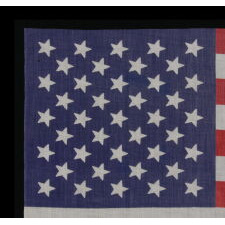 ANTIQUE AMERICAN PARADE FLAG WITH 41 STARS, AN UNOFFICIAL STAR COUNT, AMONG THE MOST RARE EXAMPLES OF THE 19th CENTURY, ACCURATE FOR JUST 3 DAYS; REFLECTS MONTANA STATEHOOD, circa 1889; ILLUSTRATED IN “THE STARS & STRIPES: FABRIC OF THE AMERICAN SPIRIT” by RICHARD PIERCE, 2005