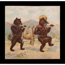 EXTREMELY RARE PILLOW COVER, WITH ROOSEVELT "TEDDY BEARS" CARRYING A LYNX, MADE TO COMMMEMORATE HIS SUCCESSFUL SETTLEMENT OF A LAND DISPUTE FOLLOWING THE YUKON / KLONDIKE GOLD RUSH