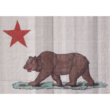 EARLY KERCHIEF IN THE FORM OF THE CALIFORNIA STATE BEAR FLAG, PROBABLY MADE FOR THE PANAMA-PACIFIC INTERNATIONAL EXPOSITION IN SAN FRANCISCO IN 1915