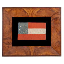 CONFEDERATE 1ST NATIONAL PATTERN FLAG (A.K.A., "STARS & BARS"), A HOMEMADE, SILK EXAMPLE WITH 7 HAND-EMBROIDERED STARS, LIKELY MADE POST WAR, circa 1870-1880’s, TO COMMEMORATE THE FIRST WAVE OF SECESSION