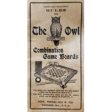 “THE OWL GAMEBOARD NO. 1”, A COMBINATION OF 100 GAMES, PATENTED IN 1901 BY CABINET-MAKER EDWARD MIKKELSON, CHICAGO