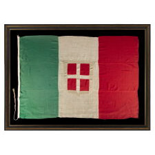 NATIONAL TRICOLOR FLAG OF ITALY WITH THE SHIELD AND CROSS DEVICE IN THE CENTER PALE, WWII ERA, ca 1940-1945