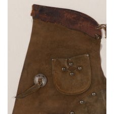 KIDS' BATWING LEATHER CHAPS WITH HORSESHOES, SILVER-PLATED CONCHOS AND STUDS, ca 1930-40