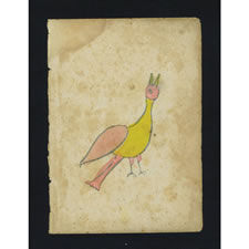 Lancaster County, Pennsylvania German Watercolor of a Bird