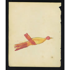 MONTGOMERY COUNTY, PENNSYLVANIA GERMAN WATERCOLOR OF A BIRD, WITH A POEM ON THE REVERSE, DATED DURING THE THIRD YEAR OF THE CIVIL WAR, 1863