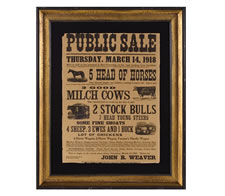 LANCASTER COUNTY, PENNSYLVANIA FARM SALE BROADSIDE IN A LARGE SCALE, WITH GREAT GERMANIC TEXT & GRAPHICS, 1918