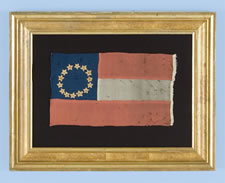 LARGE FORMAT, CONFEDERATE 1ST NATIONAL (STARS & BARS) BIBLE FLAG WITH 14 EMBROIDERED SILK STARS