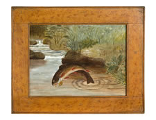 "LEAPING BROOK TROUT" by SAMUEL A. KILBOURNE (1836 - 1881)