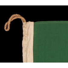MEXICAN NATIONAL FLAG IN THE DESIGN USED BY REVOLUTIONARIES FROM 1917 - 1934, THE FIRST PERIOD IN WHICH THE EAGLE WAS ILLUSTRATED IN SIDE VIEW; MADE OF GABARDINE WOOL AND WOOL BUNTING, WITH RICH COLORS AND A HAND-PAINTED DEVICE, USED IN THE LATTER YEARS OF THE ERA OF PONCHO VILLA (b. 1878, d. 1923)