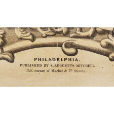 MEXICAN WAR ERA SCROLLING BROADSIDE, WITH DYNAMIC IMAGERY THAT FEATURES THE FIRST 11 AMERICAN PRESIDENTS AND 28 STATE SEALS; PRODUCED BY AUGUSTUS MITCHELL & PETER S. DUVAL OF PHILADELPHIA DURING THE ERA WHEN TEXAS WAS THE MOST RECENT STATE TO JOIN THE UNION, circa 1845-46