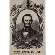 "A NATION'S LOSS": SILK, 1865, ABRAHAM LINCOLN MOURNING RIBBON IN AN ESPECIALLY ATTRACTIVE PORTRAIT DESIGN