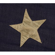 EXCEPTIONAL NEW HAMPSHIRE STATE FLAG WITH A HAND-PAINTED SEAL, SURROUNDED BY 45 HAND-SEWN STARS, MADE BY LAMPRELL & MARBLE, BOSTON, CA 1896-1907