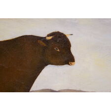 AMERICAN FOLK PORTRAIT OF A BULL, UPSTATE NEW YORK, signed & DATED 1885