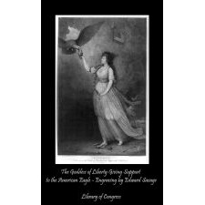 OIL ON WOODEN PANEL, UNSIGNED, CIRCA 1810-1830’S; THIS VIEW AFTER A 1796 ENGRAVING BY EDWARD SAVAGE (1761-1817): “LIBERTY IN THE FORM OF THE GODDESS OF YOUTH, GIVING SUPPORT TO THE BALD EAGLE”