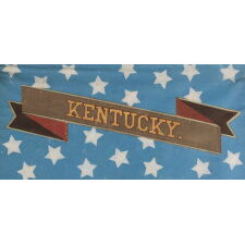 HAND-PAINTED PATRIOTIC BANNER WITH THE SEAL OF THE STATE OF KENTUCKY AND SPECTACULAR PRESENTATION, WITH GREAT FOLK QUALITIES, PROBABLY MADE FOR THE 1868 DEMOCRAT NATIONAL CONVENTION IN NEW YORK CITY
