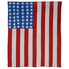 PATRIOTIC FLAG QUILT WITH 48 STARS AND BEAUTIFUL QUILTING, WWI - WWII (1917-1945)