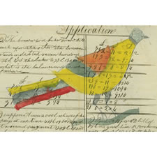 PENNSYLVANIA GERMAN WATERCOLOR OF A COLORFUL BIRD, TAKEN FROM AN 1821 MATHEMATICS COPYBOOK, LANCASTER COUNTY, PENNSYLVANIA