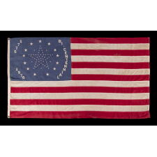 RARE AND EXCEPTIONAL 1976 BICENTENNIAL CELEBRATION FLAG WITH 56 STARS, DESIGNED BY HENRY FREDETTE OF LEOMINSTER, MASSACHUSETTS, COPYRIGHTED IN 1974