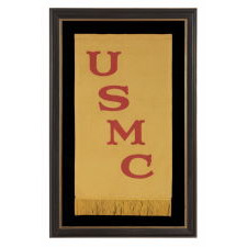 RARE UNITED STATES MARINE CORPS BANNER OF THE 1910-1920's ERA, MADE OF COTTON SATEEN, WITH STRONG COLORS AND ATTRACTIVE LETTERING