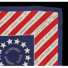 RARE WWII BANDANNA WITH "REMEMBER PEARL HARBOR" SLOGAN, 13 STARS, AND A STRIPED FIELD WITH TWELVE, ICONIC, PATRIOTIC SLOGANS