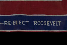 "RE-ELECT ROOSEVELT", A PRINTED COTTON KERCHIEF, MADE FOR THE PRESIDENTIAL CAMPAIGN OF FRANKLIN DELANO ROOSEVELT IN 1940