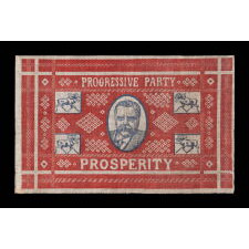 UNUSUAL & GRAPHIC, RED BANDANNA-STYLE, PORTRAIT STYLE PARADE FLAG FROM TEDDY ROOSEVELT'S 1912, INDEPENDENT, BULL MOOSE PARTY CAMPAIGN FOR THE WHITE HOUSE