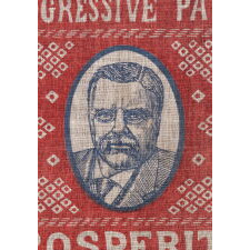 UNUSUAL & GRAPHIC, RED BANDANNA-STYLE, PORTRAIT STYLE PARADE FLAG FROM TEDDY ROOSEVELT'S 1912, INDEPENDENT, BULL MOOSE PARTY CAMPAIGN FOR THE WHITE HOUSE