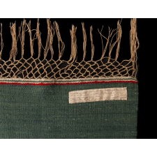 SALTILLO SERAPE, MADE circa 1885-1910, IN THE VARY RARE FORM OF THE MEXICAN NATIONAL FLAG; ACQUIRED IN MEXICO BY TEXTILE MANUFACTURING MOGUL AND BANKER, A.L. WILLISTON (1834-1915) AND HIS WIFE, SARAH (1839-1912), OF NORTHAMPTON, MASSACHUSETTS