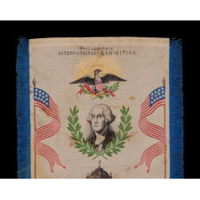 LARGE SCALE SOUVENIR STEVENSGRAPH, MADE TO CELEBRATE 100 YEARS OF AMERICAN INDEPENDENCE, BY JEAN-BAPTISTE CHAMPROMY & A. LARCHER, IN SAINT-ÉTIENNE, FRANCE, FOR PHILADELPHIA’S 1876 CENTENNIAL INTERNATIONAL EXPOSITION