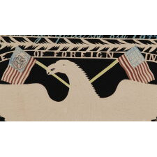 MASTERPIECE QUALITY SCHERENSCHNITTE, WITH A PATRIOTIC EAGLE AND REFERENCE TO THE 1844 NEW YORK CITY MAYORAL ELECTION OF PUBLISHING MAGNATE JAMES HARPER, SIGNED BY NY CAPENTER ROBERT W. LAWRENCE