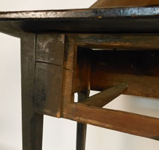 SHENANDOAH VALLEY HUNT-BOARD-TYPE WORK TABLE IN BLACK PAINT, CA 1840-1860