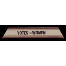 SILK SUFFRAGETTE SASH RIBBON IN VIOLET & GREEN WITH "VOTES FOR WOMEN" TEXT, MADE FOR THE WOMEN'S POLITICAL UNION IN NEW YORK CITY, 1910-1915