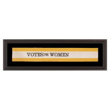 SILK SUFFRAGETTE SASH RIBBON IN YELLOW & WHITE WITH "VOTES FOR WOMEN" TEXT, circa 1910-1915