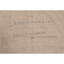 13 STARS IN A LOPSIDED, OVAL WREATH, SURROUNDING A FANCIFULLY HAND-PAINTED EAGLE, SIGNED “J.L. SEARING,” WITH A GARLAND-LADEN STREAMER THAT READS: "UNITED WE STAND, DIVIDED WE FALL", ON A HOMEMADE, ANTIQUE AMERICAN FLAG, WITH 44 STARS ON THE OPPOSING SIDE, MADE IN LOST SPRINGS KANSAS [MARION CO.], FOR A VETERAN OF BOTH THE MEXICAN AND CIVIL WARS WHO SETTLED THERE; REFLECTS THE PERIOD WHEN WYOMING WAS THE MOST RECENT STATE TO JOIN THE UNION, 1890-1896