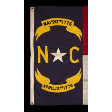STATE FLAG OF NORTH CAROLINA, MADE BY ANNIN IN NEW YORK CITY, PRESENTED TO A CHAPTER OF THE COLONIAL DAMES IN 1921, PROBABLY COMMISSIONED IN THAT YEAR