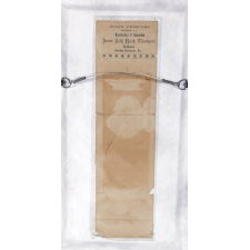 STEVENSGRAPH BOOK MARK WITH AN IMAGE OF GEORGE WASHINGTON, CA 1876-1905, MADE BY PHOENIX MFG. CO. AND SOLD BY ALLEN CHESTERS, BOTH OF PATERSON, NEW JERSEY, WITH THE ORIGINAL PAPER LABEL