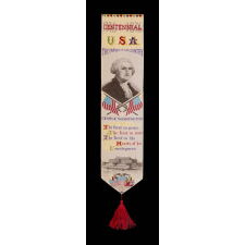 STEVENSGRAPH BOOKMARK, WITH A PORTRAIT OF GEORGE WASHINGTON, MADE FOR THE 1876 CENTENNIAL INTERNATIONAL EXPOSITION IN PHILADELPHIA BY THOMAS STEVENS, WHO INVENTED THE PROCESS FOR PRODUCING THEM