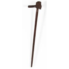 SUBSTANTIAL ROSEWOOD CANE WITH A HAND-CARVED BUFFALO HEAD, CA 1940