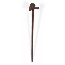 SUBSTANTIAL ROSEWOOD CANE WITH A HAND-CARVED BUFFALO HEAD, CA 1940