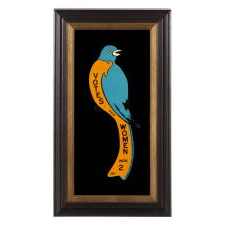 SUFFRAGE "BLUEBIRD": ENAMELED TIN SIGN, COMMISSIONED BY GERTRUDE LEONARD & TERESA CROWLEY FOR THE MASSACHUSETTS WOMAN SUFFRAGE ASSOCIATION, FOR ITS EASTERN CAMPAIGN, 1915